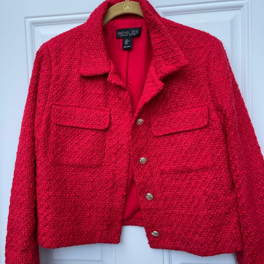 Red cropped jacket